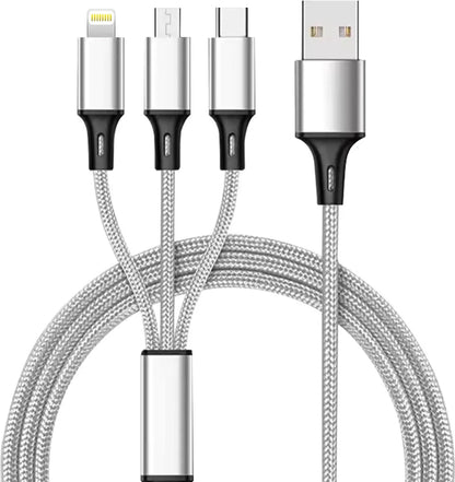 Infinity Silver 1.5m 3-in-1 6A Fast Charging Cable