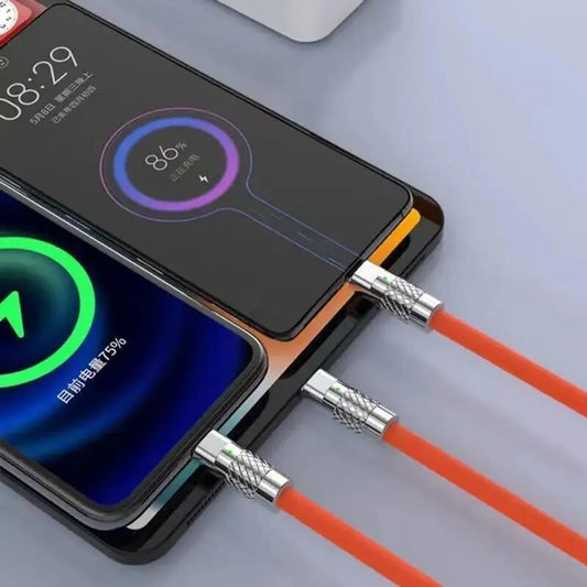 Orange 120W 3-in-1 Fast Charging Cable
