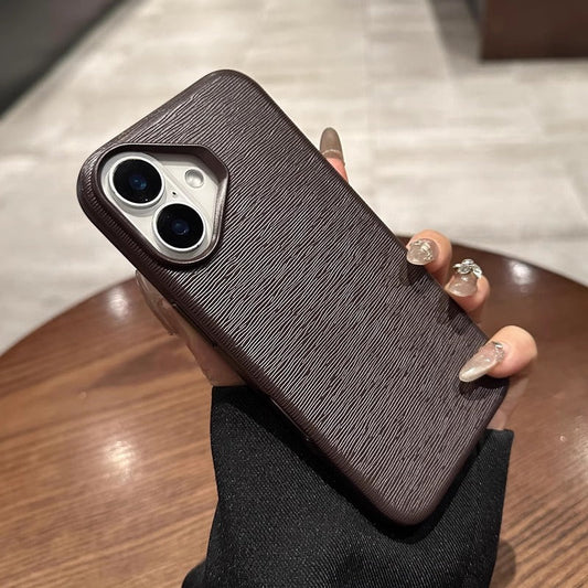 iPhone 16 Series Leather Texture Bumper Shell Shockproof Lens Case