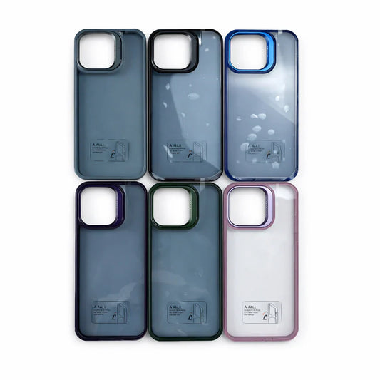 Transparent Shockproof IPhone Back Case with Colored Camera Lens Protection