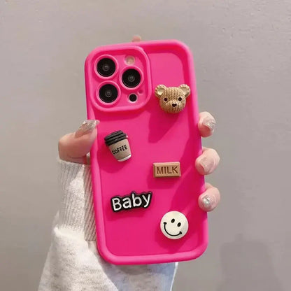Cute 3D Bear Coffee Cartoon Silicone Shockproof Case for IPhone