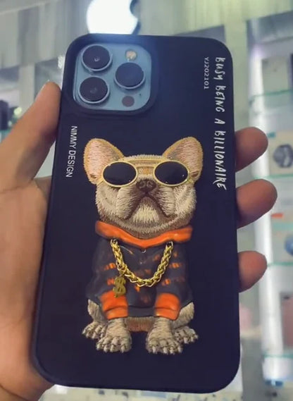 iPhone 15 Series 3D Cool & Cute Embroidery Case Cover