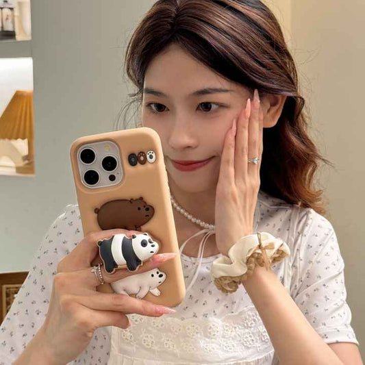 3D Cartoon Kawaii Chubby Panda Bear iPhone Case