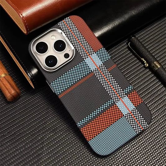 Ultra Thin Carbon Fiber Pattern Metal Lens Hard Case