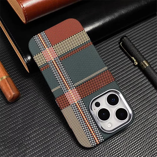 Ultra Thin Carbon Fiber Pattern Metal Lens Hard Case
